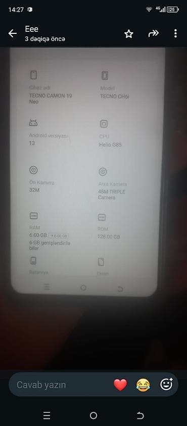 self portrate: Tecno Camon 19 Neo, 128 GB, rəng - Boz, İki sim kartlı — 5