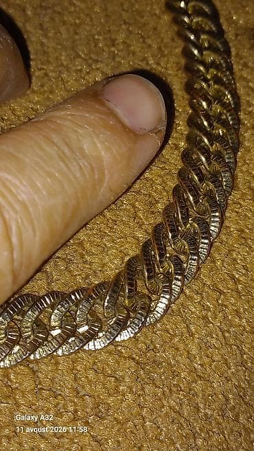 buji: Qızılı rəngli zəncir - Kütləvi “Cuban/korçiye” tipli halqa dizaynı — 3