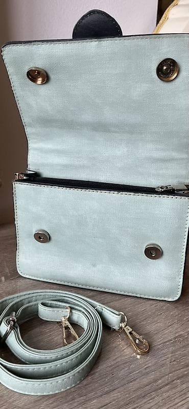 cantalar: Zərif naxışlı çiyin/əl çantası - Rəng: açıq nanə-yaşıl. - Ön hissə — 3