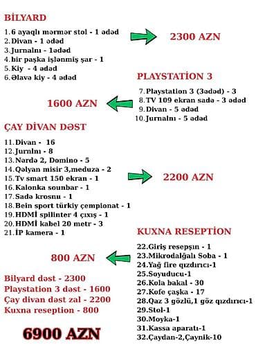 kafe aparati: Yenilənmiş bilyard stolu ve cay divan dəstləri PlayStation 3 dest her — 1