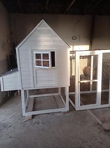 lelekli heyvanlar: Taxta toyuq evi və volyer komplekti - Material: keyfiyyətli taxta — 5