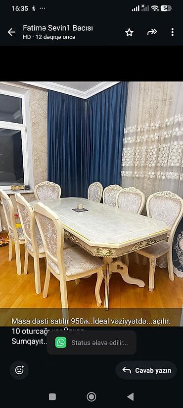 Masa dəsti satılır 950₼. İdeal vəziyyətdə. açılır. 10 oturcağı lalafo.az -da Masa dəsti satılır 950₼. İdeal vəziyyətdə. açılır. 10 oturcağı