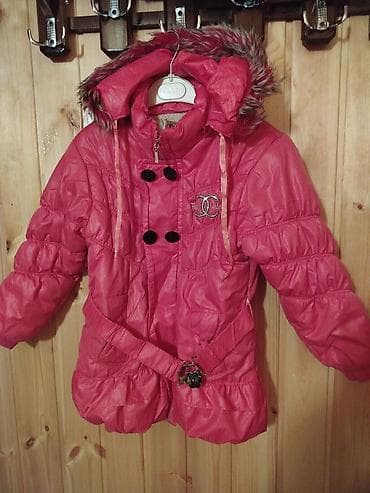 Qız uşaq üçün qış gödəkçəsi(4-6 yas) - Rəng: çəhrayı beldən kəmərli