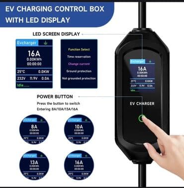 Portativ EV Şarj Cihazı – LED Ekranlı, Type 1 (SAE J1772), 3.5 kW lalafo.az -da Portativ EV Şarj Cihazı – LED Ekranlı, Type 1 (SAE J1772), 3.5 kW