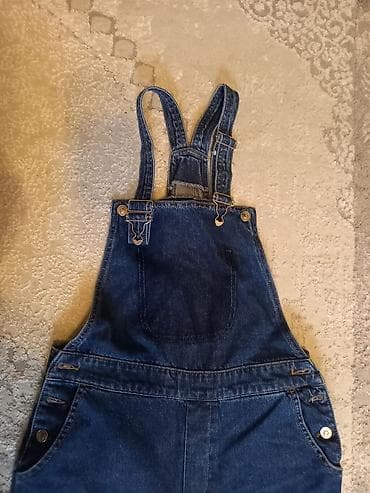 Qadınlar üçün denim kombinezon - Model: Klassik cins kombinezon, düz — 3