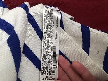 Женская одежда: ZARA qısaqol trikotaj köynək - Rəng və naxış: ağ fon üzərində mavi — 5