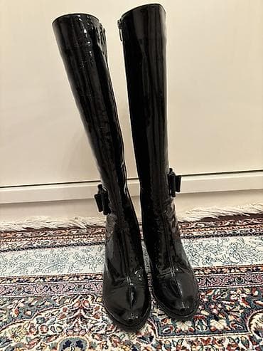 Çəkmələr: Uzunboğaz, Ölçü: 37, rəng - Qara, Yeni — 2