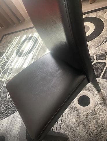 perla stul: Yüksək bel dəstəkli yemək otağı/kreslo - Material: qara eko‑dəri — 4