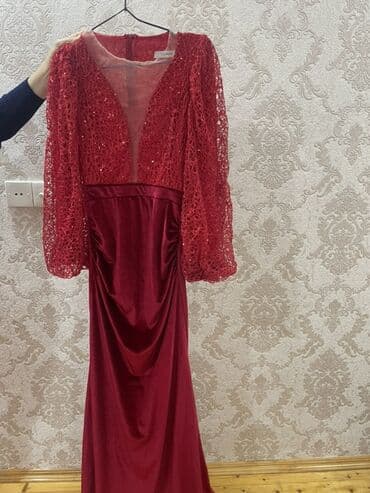 Qırmızı ziyafət libası - Model: uzun, mərasim/nişan/toy üçün elegant