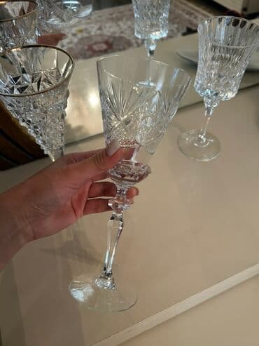 şam qabı: Qədəhlər, rəng - Ağ, Xrustal — 2