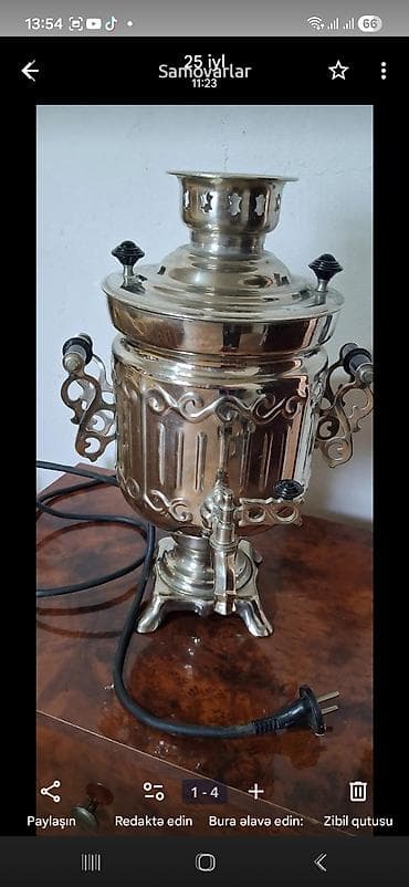 islenmis samovar: Elektrik samovar - Klassik dizaynlı, metal gövdə və dekorativ — 3
