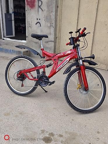 OLYMPIA dağ velosipedi - Rəng: qırmızı - Çərçivə: amortizatorlu