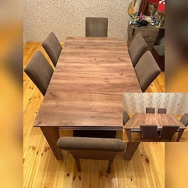 nasos satisi: Qonaq otağı üçün, İşlənmiş, Kvadrat masa, 6 stul — 1