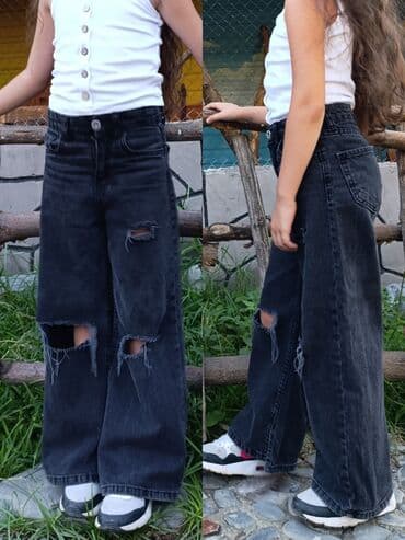 вязаные детские штаны: Джинсы, Для девочек, 7 - 8 лет, Zara Kids — 1