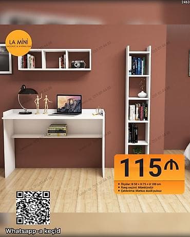 Minimalist iş masası və rəf dəsti - Ölçülər: D 50 x H 75 x U 100 sm -