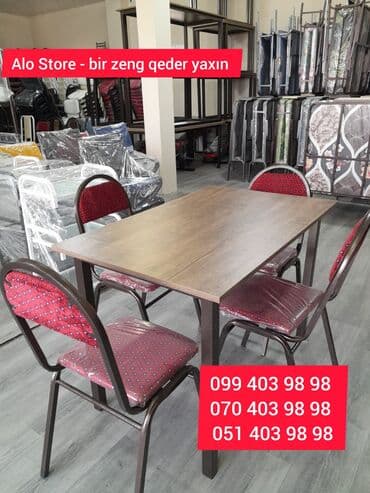 otracaqlar: Mətbəx üçün, Yeni, Dördbucaq masa, 4 stul — 3