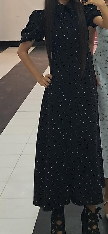 muhafizə geyimi: Qadın geyimləri dəsti - Qara trikotaj paltar – uzunqol, boğazlı — 3