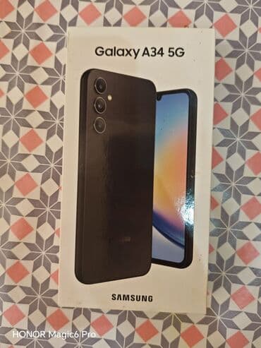 samsung tab 10 qiymeti: Samsung Galaxy A34, 128 GB, rəng - Qara, Barmaq izi — 3