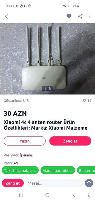 xiaomi modem: Madem 30manat. 155 manata alınıb . prablemi yoxdu işlekdi. mi — 1