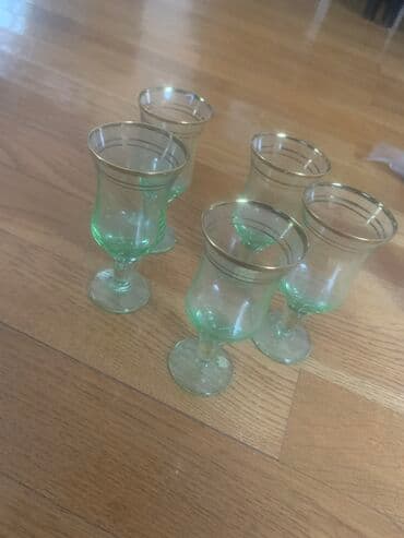 Süfrə qab-qacaqı: Qədəhlər, rəng - Yaşıl, Şüşə, SSRİ — 2