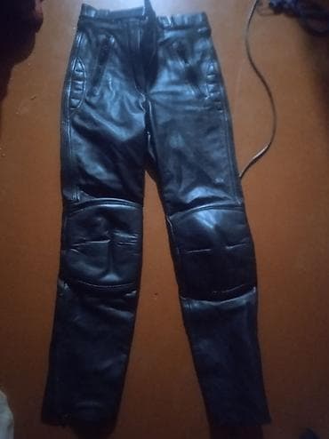 Qara dəri motosiklet şalvarı - Material: qalın, dayanıqlı dəri S