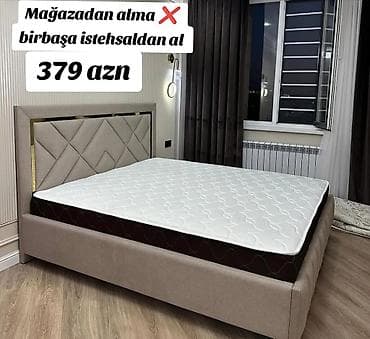 maxi day aptek: Mebel dəsti – yumşaq başlıqlı çarpayı və ortopedik döşək - Ölçü — 1