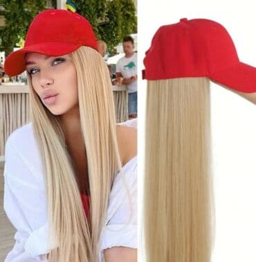 королевский боб для похудения оригинал и подделка: Qırmızı beysbol papaqlı saç parik - 2-si 1-də dizayn: papağın iç — 2