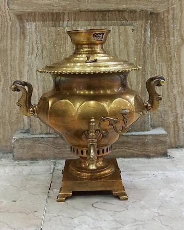 alət dəsti: Misin samovar – klassik kömürlə işləyən model - Material: tam mis — 2