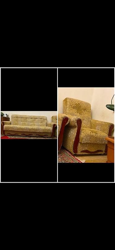 İşlənmiş, Divan-kravat, 2 kreslo, Bazalı, Açılan lalafo.az -da İşlənmiş, Divan-kravat, 2 kreslo, Bazalı, Açılan