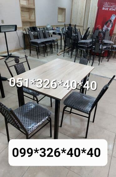 naxcivan bina evleri: Yeni, Dördbucaq masa, 4 stul, Açılan, Stullar ilə, Metal, Azərbaycan — 8