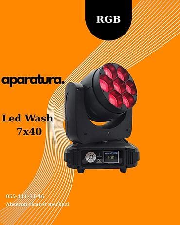 Mikrofonlar: Led Wash 7x40 RGBW Zoom – Peşəkar Səhnə İşığı Səhnə, şadlıq sarayları — 2