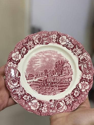 Nahar dəsti, rəng - Qırmızı, Farfor, 6 nəfərlik