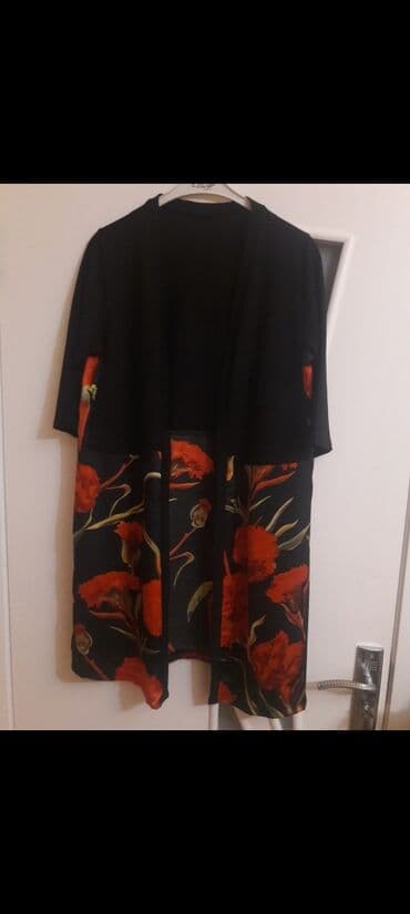 toxunma jaket: Qadın ucun kardiqan üslublu üst geyimi - Rəng: qara əsas, alt hissədə — 1