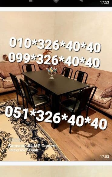 Masa və oturacaq dəstləri: Qonaq otağı üçün, Yeni, Açılan, Dördbucaq masa, 4 stul — 19