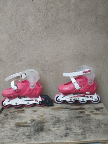 İdman qidaları: Uşaq üçün inline konki cütü - Rəng: çəhrayı/ağ - Markalanma — 1