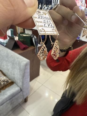 Qol saatları və aksesuarlar: Sırğa, Sarı qızıl, 585 Əyar, 178 g — 2