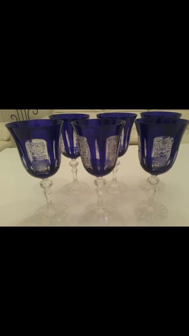 часы 127 чс: Стаканы, цвет - Синий, Хрусталь, Набор из 6 шт., 200 мл, Чехия — 3