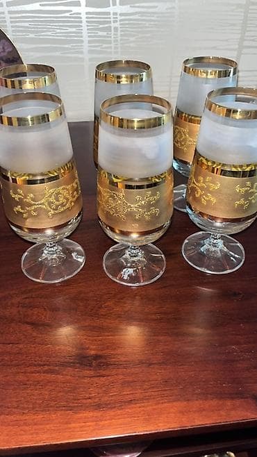 salfetqa qabi: Stəkanlar, rəng - Qızılı, Şüşə, 6 ədədli dəst, Çexiya — 1