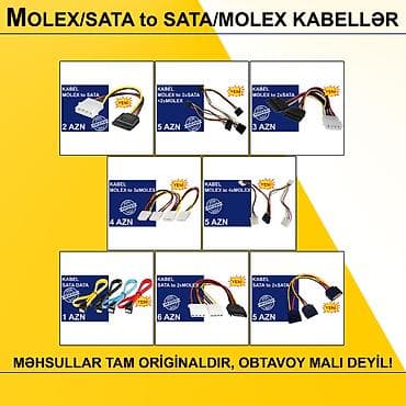 Masaüstü kompüterlər və komponentlər: Kabellər "MOLEX/SATA to SATA/MOLEX Original" MƏHSULLAR TAM — 1