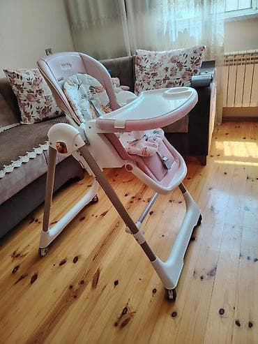 usaq kalyasqalari: Kidilo uşaq yemək stulu Az işlənilib - Rəng: pudra/çəhrayı, ağ detal — 1