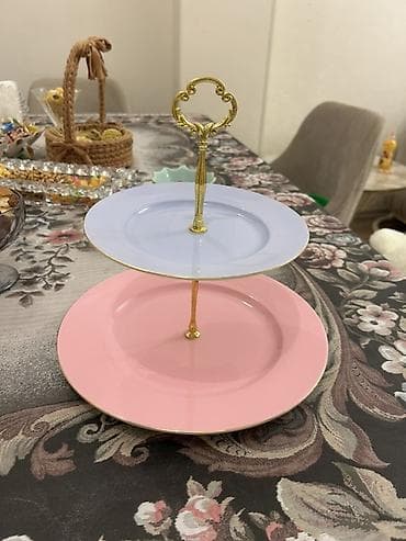 Tort və şiriniyyat qabı, rəng - Çəhrayı, Keramika