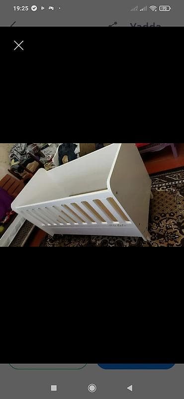 Ağ rəngli uşaq beşiyi - Material: MDF/taxta əsaslı, hamar ağ boya — 1