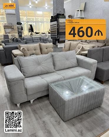 puflar: Məhsul: Divan Ölçü: 230 sm Qiymət: 460 ₼ - Rəng: açıq boz — 1