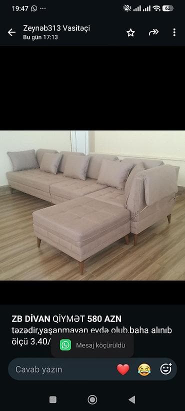 *ZB* *DİVAN* QİYMƏT *580 AZN* təzədir,yaşanmayan evdə olub,baha — 1
