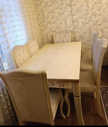 ev stul: Qonaq otağı üçün, Açılan, Dördbucaq masa, 6 stul — 1