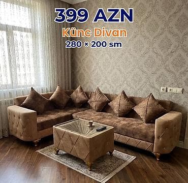 divan kafe: Künc Divan – 260 × 160 sm - Modellər: boz, açıq bej, qırmızı və digər — 9