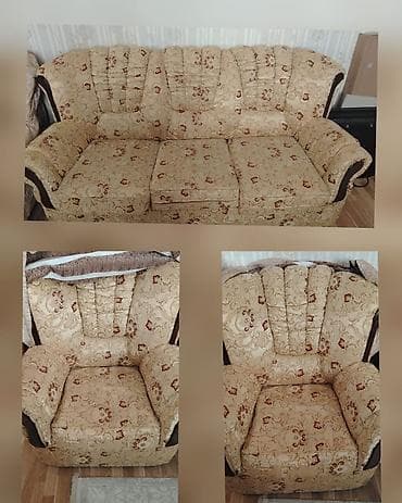 Divan və kreslo dəstləri: İşlənmiş, Divan, 2 kreslo, Bazalı — 1