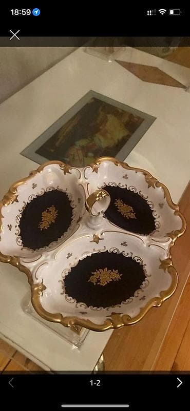 Almaniya istehsalı porselen üç bölməli süfrə qabı
Olcusu 25sm