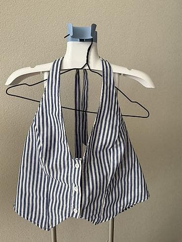 Ətəklər: Qadınlar üçün 4 ədəd yay topu dəsti 1) Zolaqlı düyməli halter top - — 1