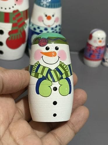 qar adamı şəkilləri: Məhsul: Qardan adam temalı taxta matryoşka dəsti Təsvir: - 5 ədəd — 3